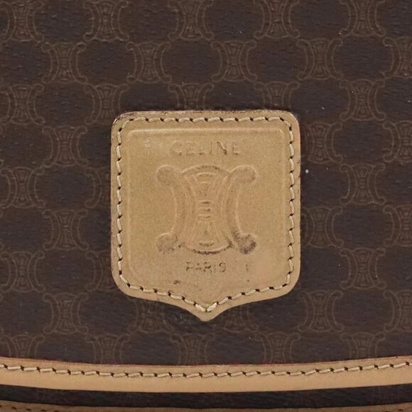 Auth CELINE Macadam Shoulder Bag Brown PVC/Leather/Goldtone - Picture 9 of 14